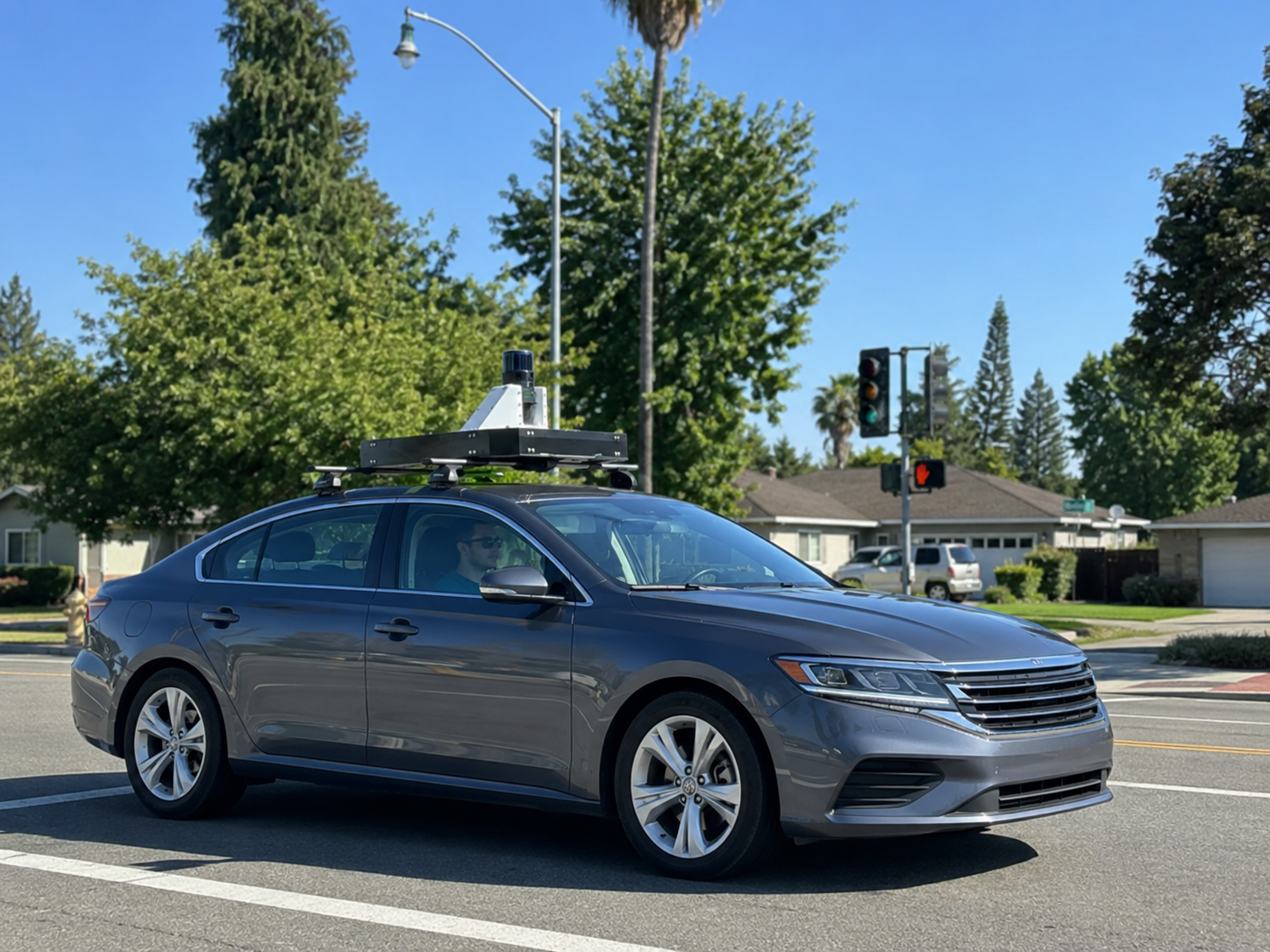 A car with equipment on the roof